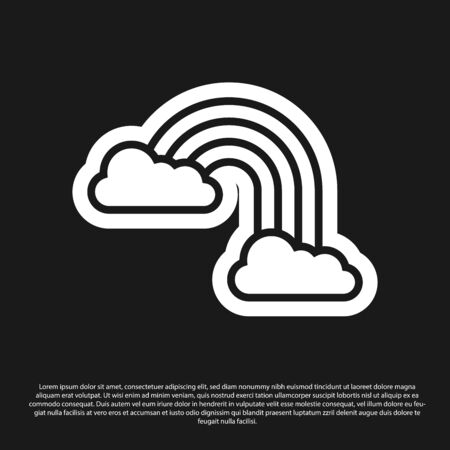 Black Rainbow with clouds icon isolated on black background. Vector Illustrationのイラスト素材