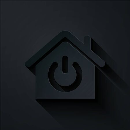 Paper cut Smart home icon isolated on black background. Remote control. Paper art style. Vector Illustrationのイラスト素材
