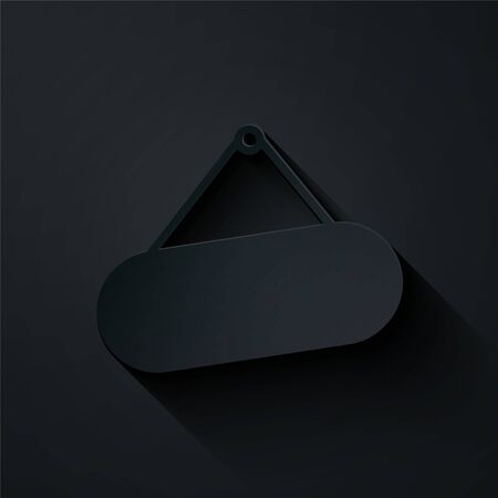 Paper cut Signboard hanging icon isolated on black background. Suitable for advertisements bar, cafe, pub, restaurant. Paper art style. Vector Illustrationのイラスト素材