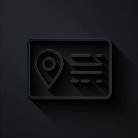 Paper cut Address book line icon isolated on black background. Telephone directory. Paper art style. Vector Illustrationのイラスト素材