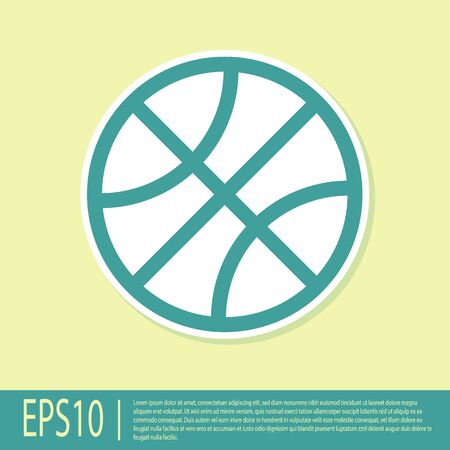 Green Basketball ball icon isolated on yellow background. Sport symbol. Vector Illustrationのイラスト素材