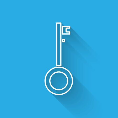 White line Pirate key icon isolated with long shadow. Vector Illustrationのイラスト素材