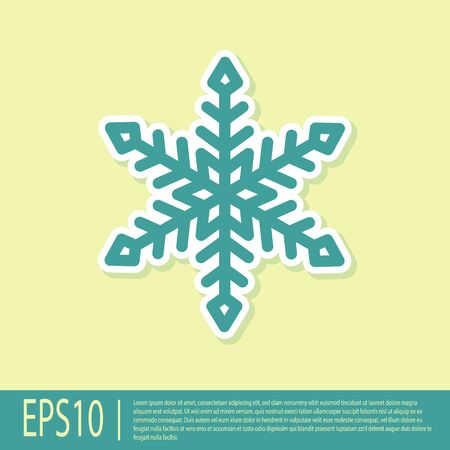 Green Snowflake icon isolated on yellow background. Vector Illustrationのイラスト素材