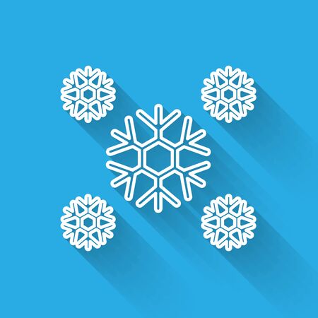 White line Snow icon isolated with long shadow. Vector Illustrationのイラスト素材