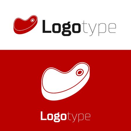 Red Steak meat icon isolated on white background.のイラスト素材