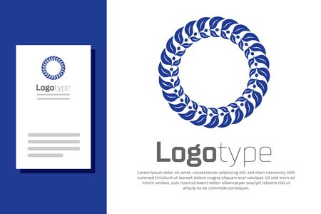 Blue Laurel wreath icon isolated on white background. Triumph symbol.のイラスト素材
