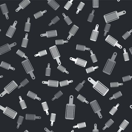 Grey Grater icon isolated seamless pattern on black background. Kitchen symbol. Cooking utensil. Cutlery sign. Vector Illustrationのイラスト素材
