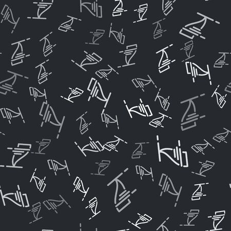 Grey Tornado icon isolated seamless pattern on black background. Cyclone, whirlwind, storm funnel, hurricane wind or twister weather icon. Vector Illustrationのイラスト素材