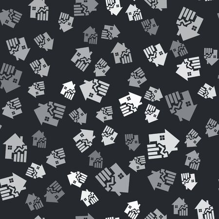 Grey Rising cost of housing icon isolated seamless pattern on black background. Rising price of real estate. Residential graph increases. Vector Illustrationのイラスト素材