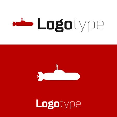 Red Submarine icon isolated on white background. Military ship.のイラスト素材
