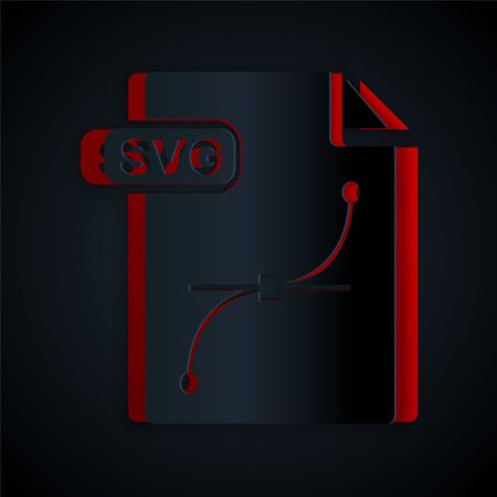 Paper cut SVG file document. Download svg button icon isolated on black background. SVG file symbol. Paper art style. Vector Illustrationのイラスト素材
