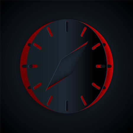Paper cut Compass icon isolated on black background. Windrose navigation symbol. Wind rose sign. Paper art style. Vector Illustrationのイラスト素材