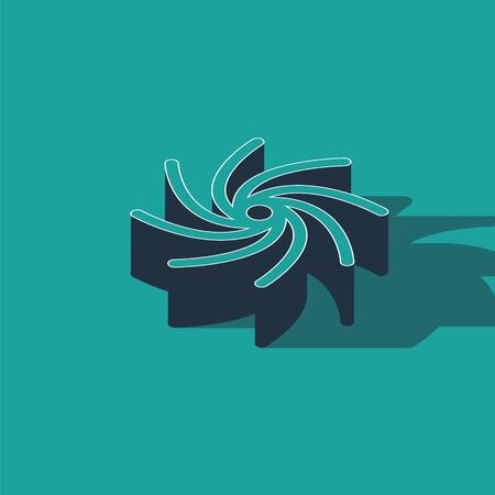 Isometric Tornado icon isolated on green background. Cyclone, whirlwind, storm funnel, hurricane wind or twister weather icon. Vector Illustrationのイラスト素材