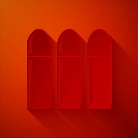 Paper cut Bullet icon isolated on red background. Paper art style. Vector Illustrationのイラスト素材