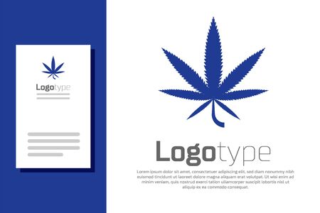 Blue Medical marijuana or cannabis leaf icon isolated on white background. Hemp symbol. Logo design template element. Vector Illustrationのイラスト素材