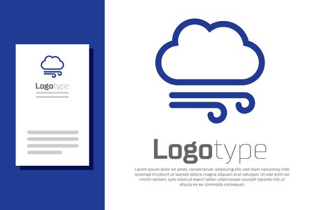 Blue Windy weather icon isolated on white background. Cloud and wind. Logo design template element. Vector Illustrationのイラスト素材