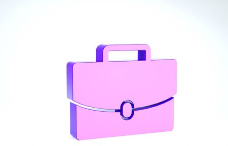 Purple Briefcase icon isolated on white background. Business case sign. Business portfolio. 3d illustration 3D renderの写真素材