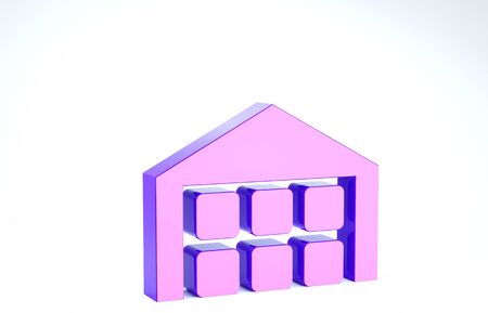 Purple Warehouse icon isolated on white background. 3d illustration 3D renderの写真素材