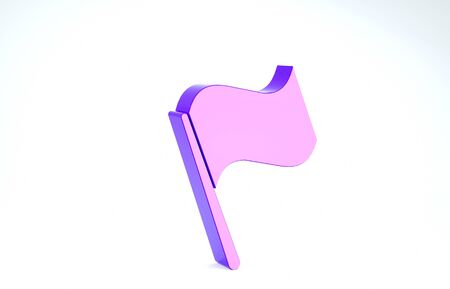Purple Flag icon isolated on white background. 3d illustration 3D renderの写真素材