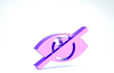 Purple Invisible or hide icon isolated on white background. 3d illustration 3D renderの写真素材