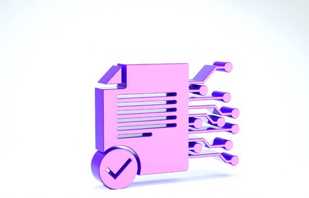 Purple Smart contract icon isolated on white background. Blockchain technology, cryptocurrency mining, bitcoin, altcoins, digital money market. 3d illustration 3D renderの写真素材