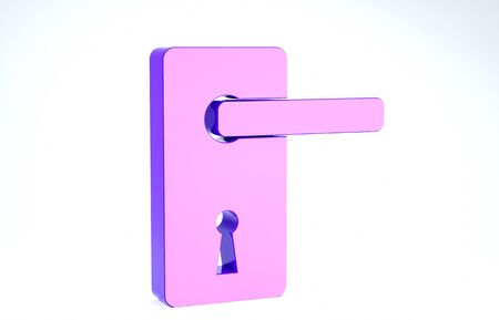 Purple Door handle icon isolated on white background. Door lock sign. 3d illustration 3D renderの写真素材
