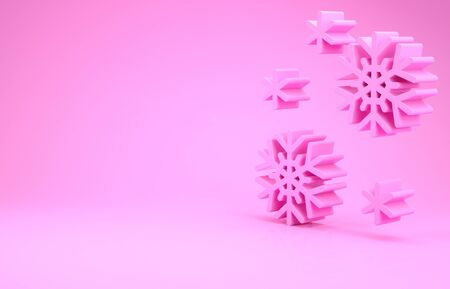 Pink Snow icon isolated on pink background. Minimalism concept. 3d illustration 3D renderの写真素材