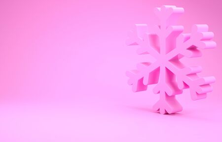 Pink Snowflake icon isolated on pink background. Minimalism concept. 3d illustration 3D renderの写真素材