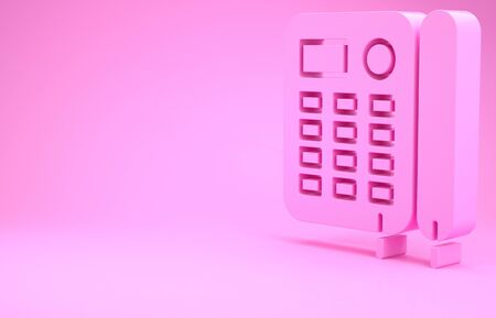 Pink Telephone icon isolated on pink background. Landline phone. Minimalism concept. 3d illustration 3D renderの写真素材