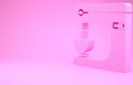 Pink Electric mixer icon isolated on pink background. Kitchen blender. Minimalism concept. 3d illustration 3D renderの写真素材