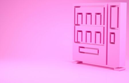 Pink Vending machine of food and beverage automatic selling icon isolated on pink background. Minimalism concept. 3d illustration 3D renderの写真素材