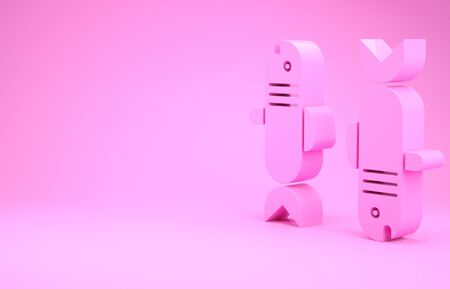 Pink Pisces zodiac sign icon isolated on pink background. Astrological horoscope collection. Minimalism concept. 3d illustration 3D renderの写真素材