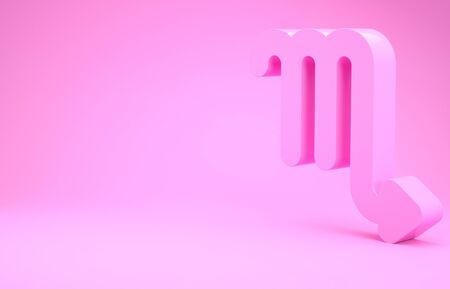Pink Scorpio zodiac sign icon isolated on pink background. Astrological horoscope collection. Minimalism concept. 3d illustration 3D renderの写真素材