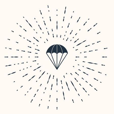 Grey Parachute icon isolated on beige background. Abstract circle random dots. Vector Illustrationのイラスト素材