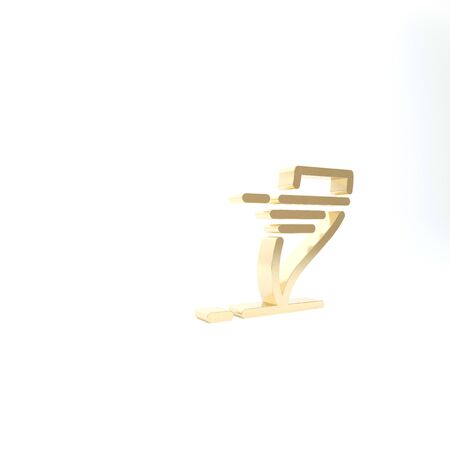 Gold Tornado icon isolated on white background. Cyclone, whirlwind, storm funnel, hurricane wind or twister weather icon. 3d illustration 3D renderの写真素材