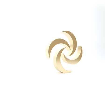 Gold Tornado icon isolated on white background. Cyclone, whirlwind, storm funnel, hurricane wind or twister weather icon. 3d illustration 3D renderの写真素材