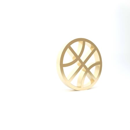 Gold Basketball ball icon isolated on white background. Sport symbol. 3d illustration 3D renderの写真素材