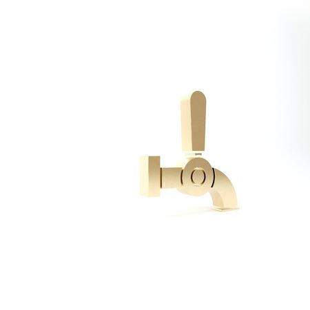 Gold Beer tap icon isolated on white background. 3d illustration 3D renderの写真素材