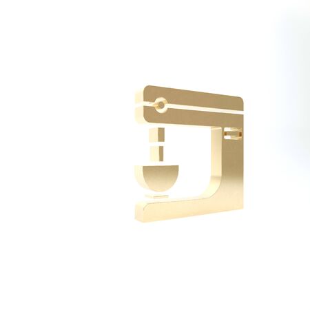 Gold Electric mixer icon isolated on white background. Kitchen blender. 3d illustration 3D renderの写真素材