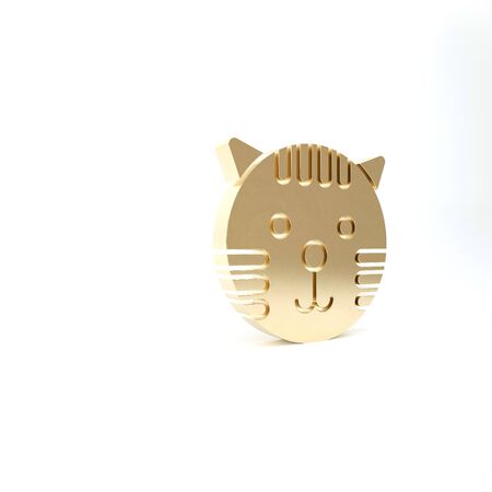 Gold Tiger zodiac sign icon isolated on white background. Astrological horoscope collection. 3d illustration 3D renderの写真素材