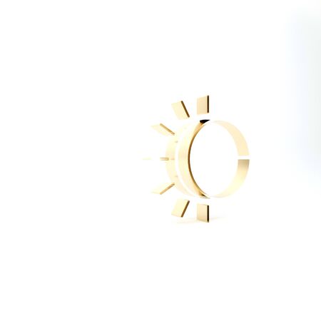 Gold Eclipse of the sun icon isolated on white background. Total sonar eclipse. 3d illustration 3D renderの写真素材