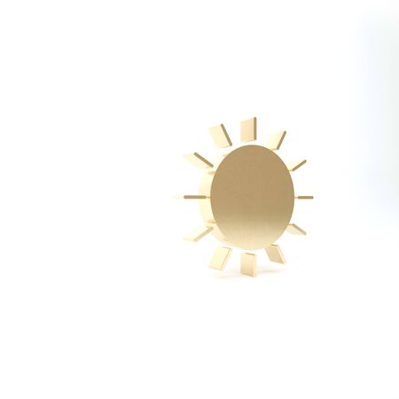 Gold Sun icon isolated on white background. 3d illustration 3D renderの写真素材