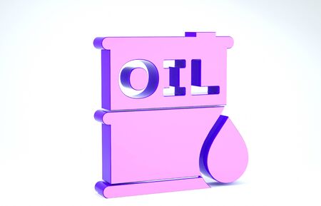 Purple Oil barrel icon isolated on white background. Oil drum container. For infographics, fuel, industry, power, ecology. 3d illustration 3D renderの写真素材