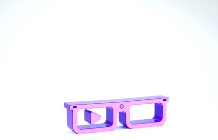 Purple Smart glasses mounted on spectacles icon isolated on white background. Wearable electronics smart glasses with camera and display. 3d illustration 3D renderの写真素材