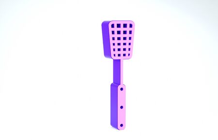 Purple Barbecue spatula icon isolated on white background. Kitchen spatula icon. BBQ spatula sign. Barbecue and grill tool. 3d illustration 3D renderの写真素材