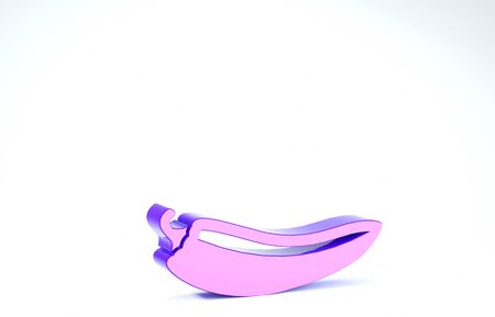 Purple Hot chili pepper pod icon isolated on white background. Design for grocery, culinary products, seasoning and spice package, cooking book. 3d illustration 3D renderの写真素材
