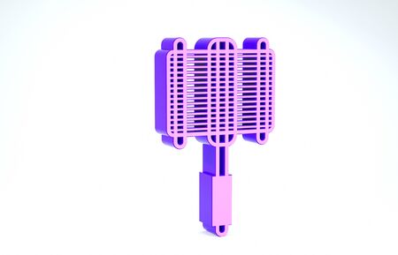 Purple Barbecue steel grid icon isolated on white background. Top view of BBQ grill. Wire rack for BBQ. Grilling basket. 3d illustration 3D renderの写真素材