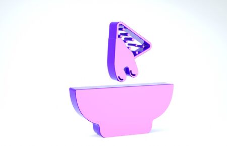 Purple Nachos in plate icon isolated on white background. Tortilla chips or nachos tortillas. Traditional mexican fast food. 3d illustration 3D renderの写真素材