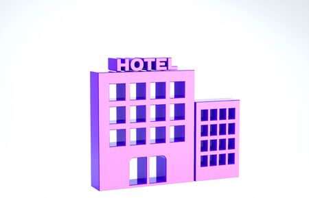 Purple Hotel building icon isolated on white background. 3d illustration 3D renderの写真素材