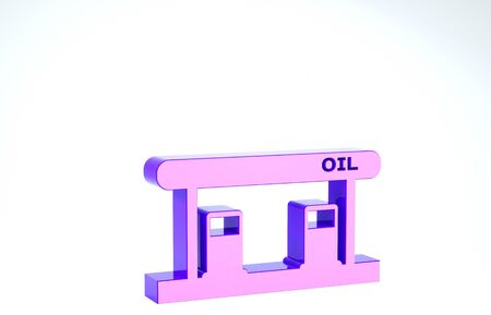 Purple Gas filling station icon isolated on white background. Transport related service building Gasoline and oil station. 3d illustration 3D renderの写真素材